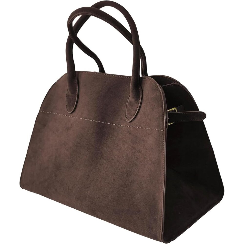 Versatile Large Suede Handbag With Detachable Str… - image 1